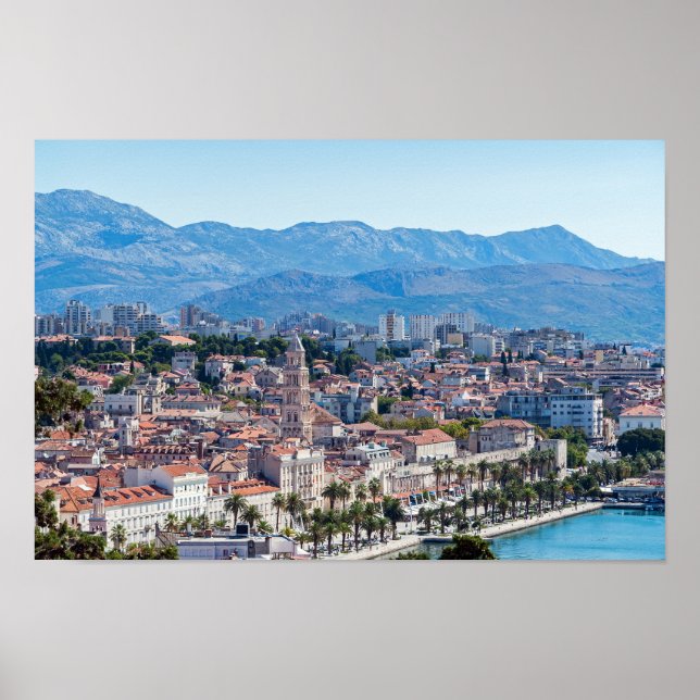 Split city seafront aerial view, Dalmatia, Croatia Poster (Front)