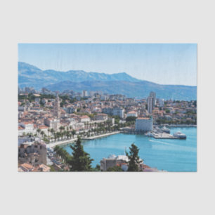 Split city seafront aerial view, Dalmatia, Croatia Tissue Paper