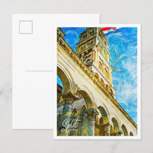 Split Croatia Beautiful Oil Paint City Postcard
