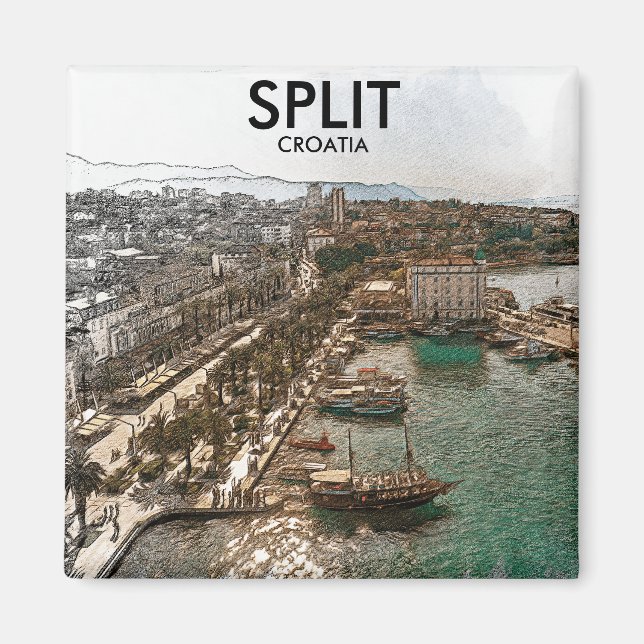 Split Croatia Coastal View Magnet (Front)