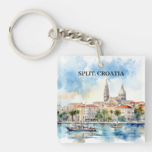 Split Croatia Dalmatia Watercolor Key Ring