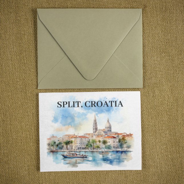 Split Croatia Dalmatia Watercolor  Postcard (Vintage split croatia watercolor postcard)