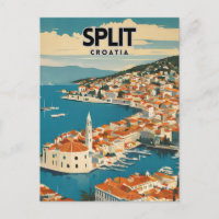 Split Croatia Nostalgic Travel Poster