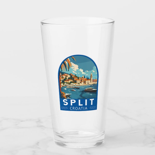 Split Croatia Travel Art Vintage Glass (Front)