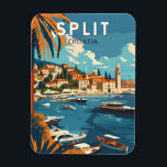 Split Croatia Travel Art Vintage Magnet<br><div class="desc">Split retro vector travel design. Split,  historically known as Spalato,  is the second-largest city of Croatia after the capital Zagreb,  the largest city in Dalmatia and the largest city on the Croatian coast.</div>