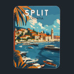 Split Croatia Travel Art Vintage Magnet<br><div class="desc">Split retro vector travel design. Split,  historically known as Spalato,  is the second-largest city of Croatia after the capital Zagreb,  the largest city in Dalmatia and the largest city on the Croatian coast.</div>