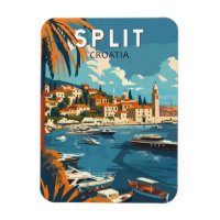 Split Croatia Travel Art Vintage