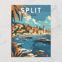 Split Croatia Travel Art Vintage