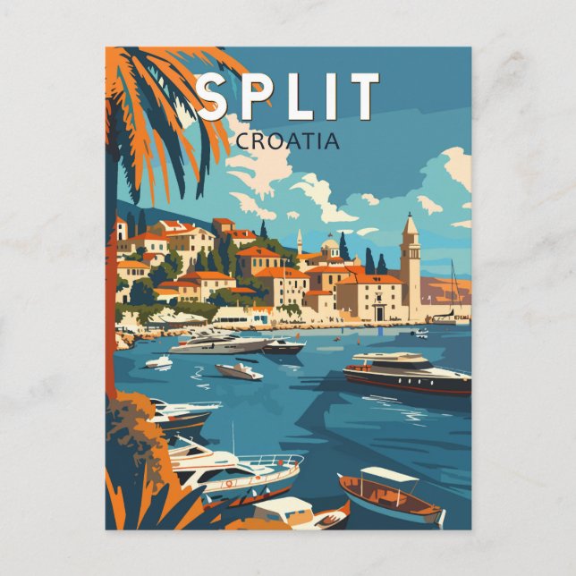Split Croatia Travel Art Vintage Postcard (Front)
