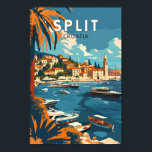 Split Croatia Travel Art Vintage Poster<br><div class="desc">Split retro vector travel design. Split,  historically known as Spalato,  is the second-largest city of Croatia after the capital Zagreb,  the largest city in Dalmatia and the largest city on the Croatian coast.</div>
