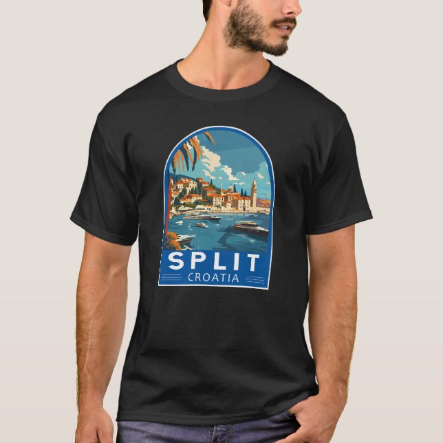 Split Croatia Travel Art Vintage T-Shirt (Front)