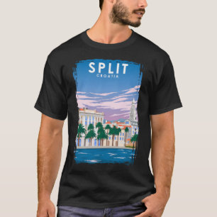 Split Croatia Vintage Minimal Retro Travel Poster T-Shirt
