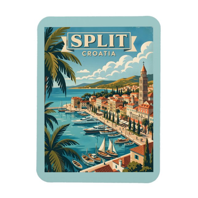 Split Croatia Vintage Travel Magnet (Vertical)