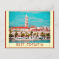 Split Croatia Vintage Travel Poster