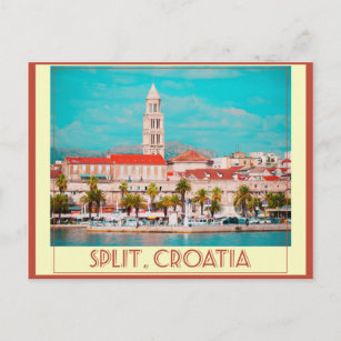 Split Croatia Vintage Travel Poster Postcard
