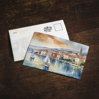 Split Croatia Watercolor Postcard