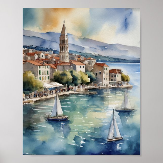 Split Croatia Watercolor Poster (Front)