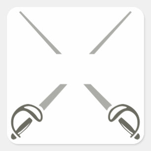 Split Crossed Swords Square Sticker