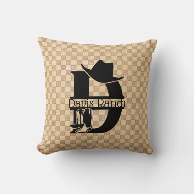 Split 'D' Cowboy Monogram Cushion (Front)