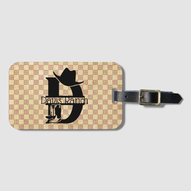 Split 'D' Cowboy Monogram Luggage Tag (Front Horizontal)