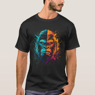 Split Gorilla Face Pop Art Paint Splash T-Shirt