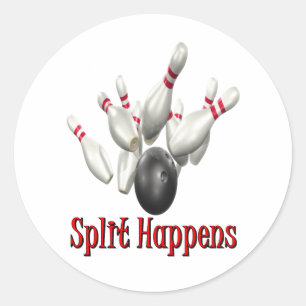 Split Happens Bowling Classic Round Sticker