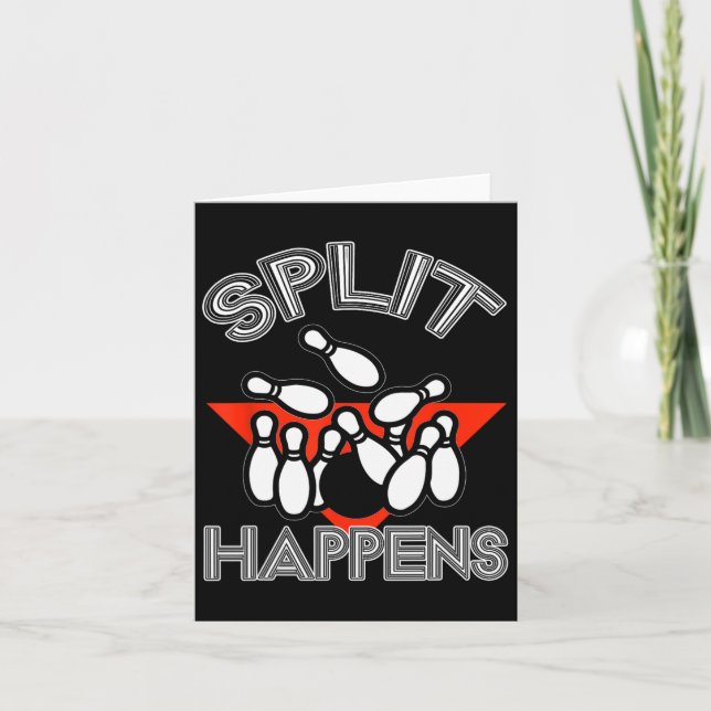 Split Happens Bowling Shirt Funny Spare Ball Team  Card (Front)
