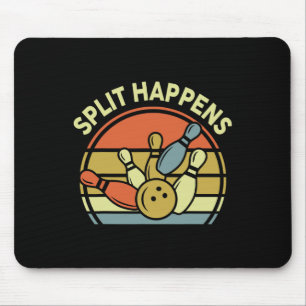 Split Happens Bowling-shirt Funny Vintage Dad Wome Mouse Mat
