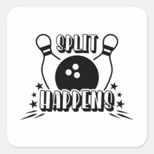 Split Happens Bowling Shirt Square Sticker