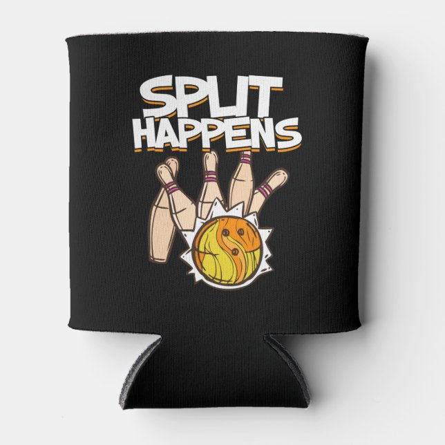 Split Happens - Funny Bowling Can Cooler (Front)