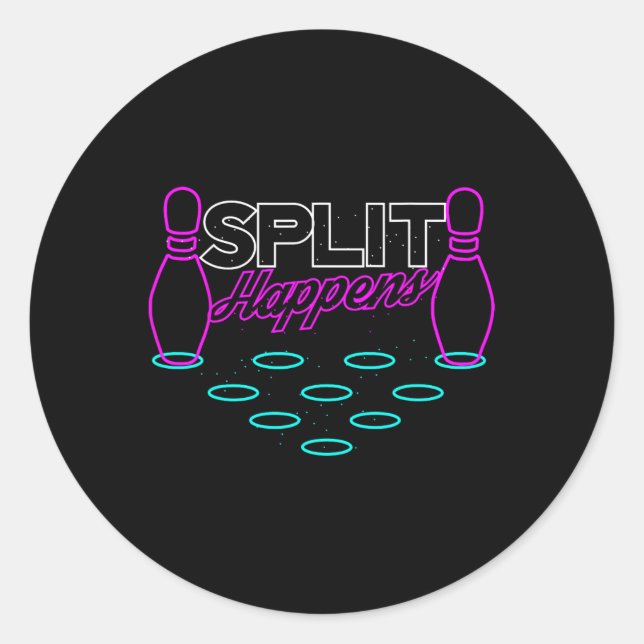 Split Happens Funny Bowling  Classic Round Sticker (Front)
