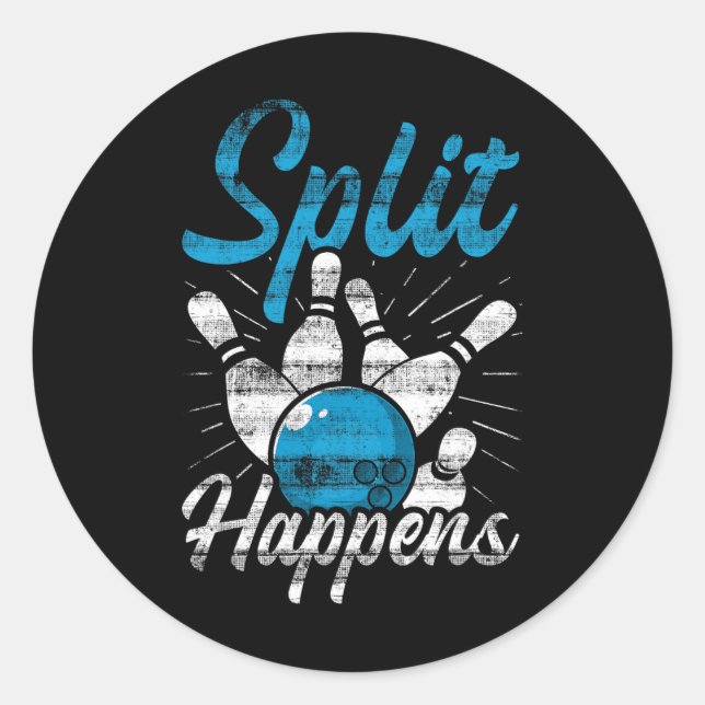 Split Happens Funny Bowling  Classic Round Sticker (Front)