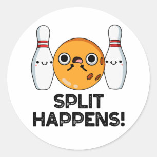 Split Happens Funny Bowling Pun Classic Round Sticker