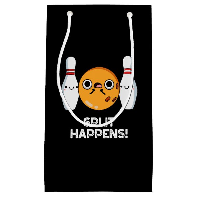 Split Happens Funny Bowling Pun Dark BG Small Gift Bag (Front)