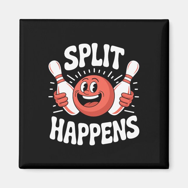 Split Happens Retro Bowling  Magnet (Front)