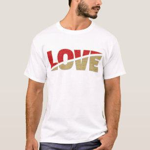 Split Love Red Gold Silver Glitter Letters T-Shirt