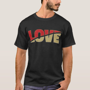 Split Love Red Gold Silver Glitter Typography T-Shirt