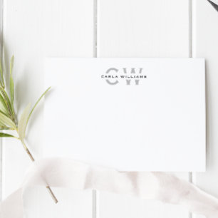 Split Monogram elegant formal note from gray Card