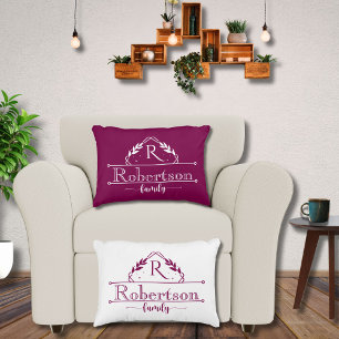 Split Monogram Family Name Wine Frame Decorative Cushion