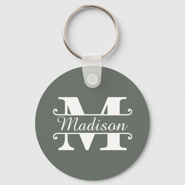 Split Monogram Letter name sign Key Ring (Front)