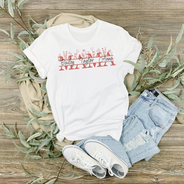 Split Monogram "Mama" Tshirt with Kids' Names (Creator Uploaded)
