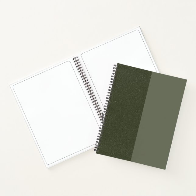 Split Moss Green Spiral Sketchbook – Customisable Notebook (Inside)