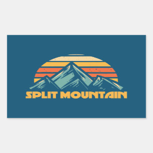 Split Mountain California Retro Turquoise Rectangular Sticker