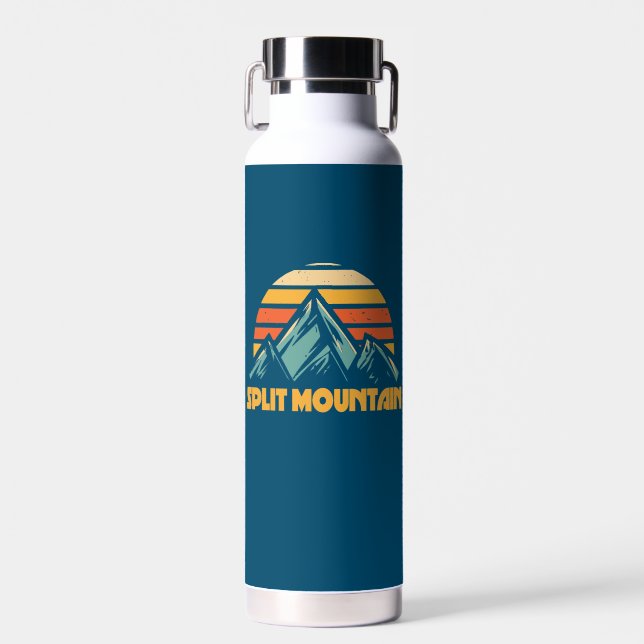 Split Mountain California Retro Turquoise Water Bottle (Front)