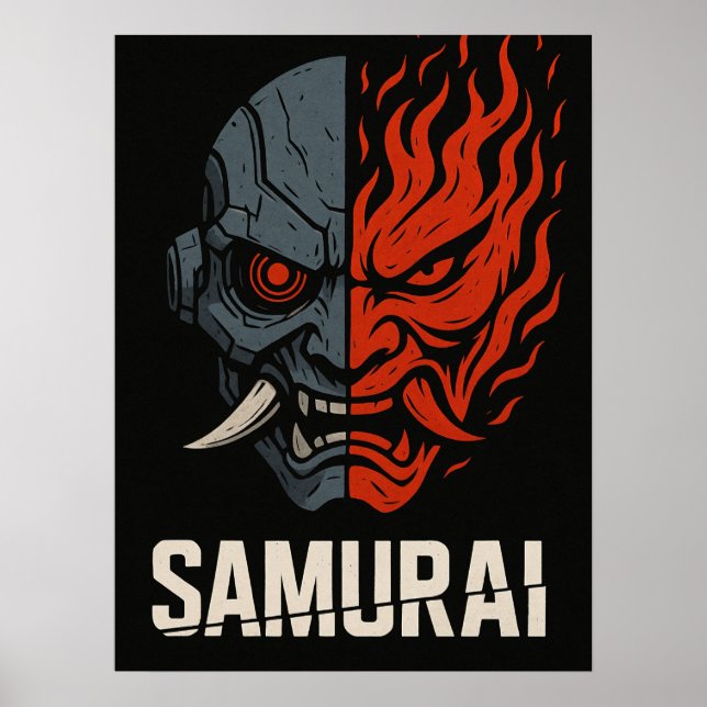 Split Oni Mask Samurai Poster (Front)