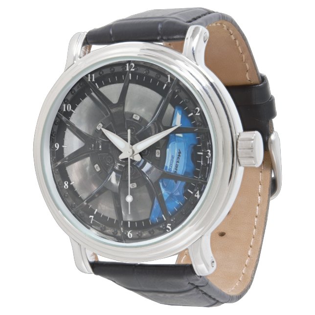 Split Open Spoke Wheel With Blue Brake Caliper Watch (Angled)