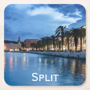 Split promenade in Croatia Square Paper Coaster