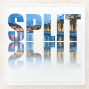 Split promenade text in Croatia Glass Coaster