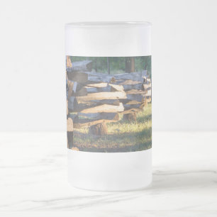 Split Rail Fence Frosted Glass Beer Mug