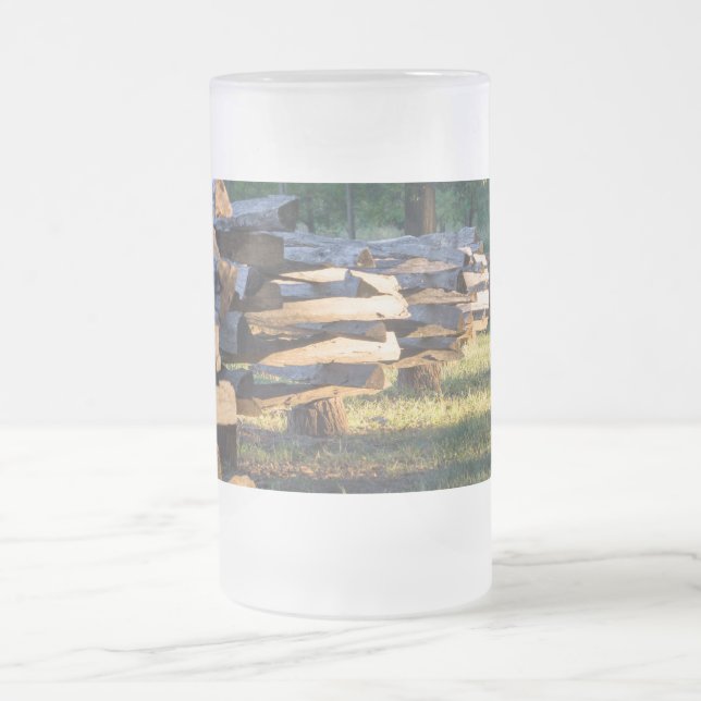 Split Rail Fence Frosted Glass Beer Mug (Center)